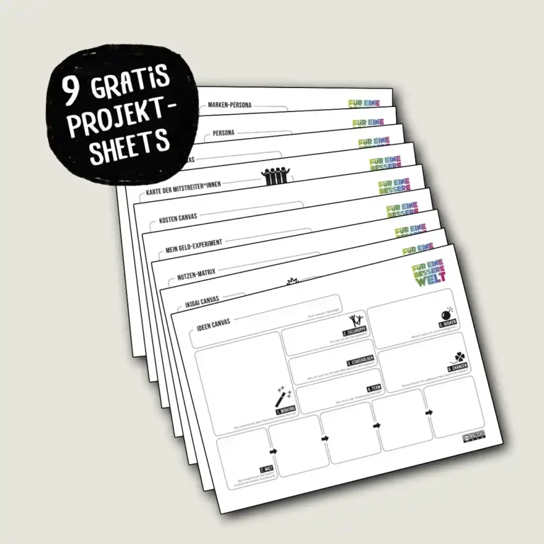 Lade dir die 9 Projektsheets für eine bessere Welt kostenlos herunter