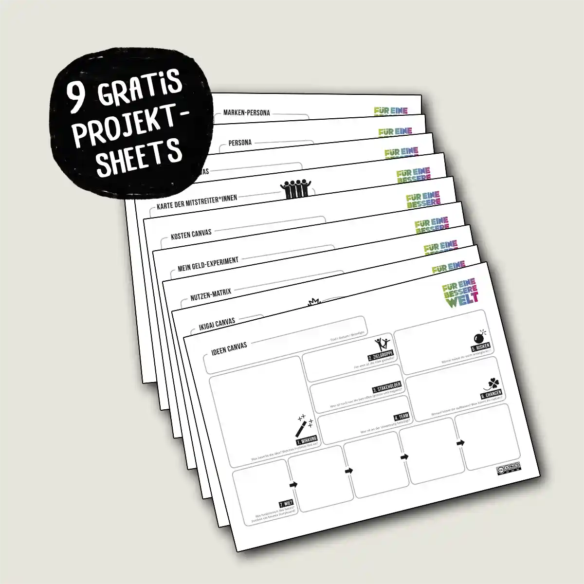 Lade dir die 9 Projektsheets für eine bessere Welt kostenlos herunter