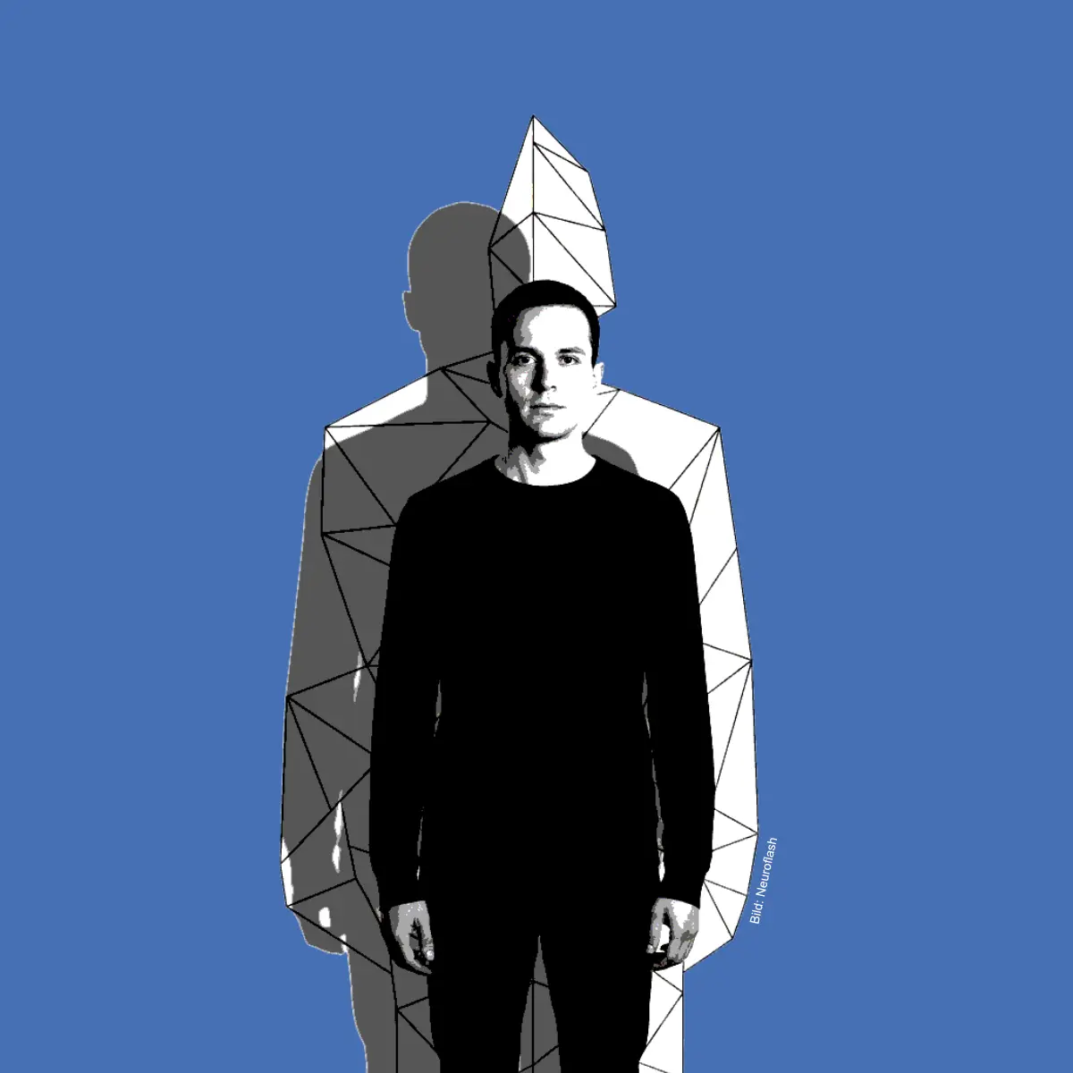 Wie dein digitaler Schatten dein Leben bestimmt. Mann vor seinem digitalen Schatten.