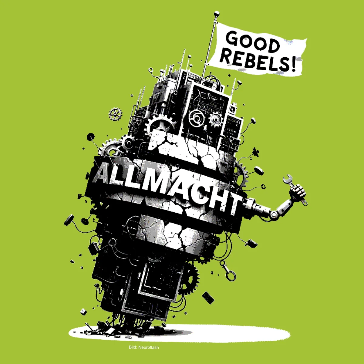 Erobern, ausbeuten, beherrschen, die Grundfesten einer Philosophie, die uns weismachen will, dass die Welt nur von den Stärksten gerettet werden kann. Das Gegenteil ist der Fall. Eine Megamaschine, die droht zu explodieren.