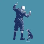 Ein älterer Mann hält feurige Reden, aber nur ein Hund hört ihm zu.